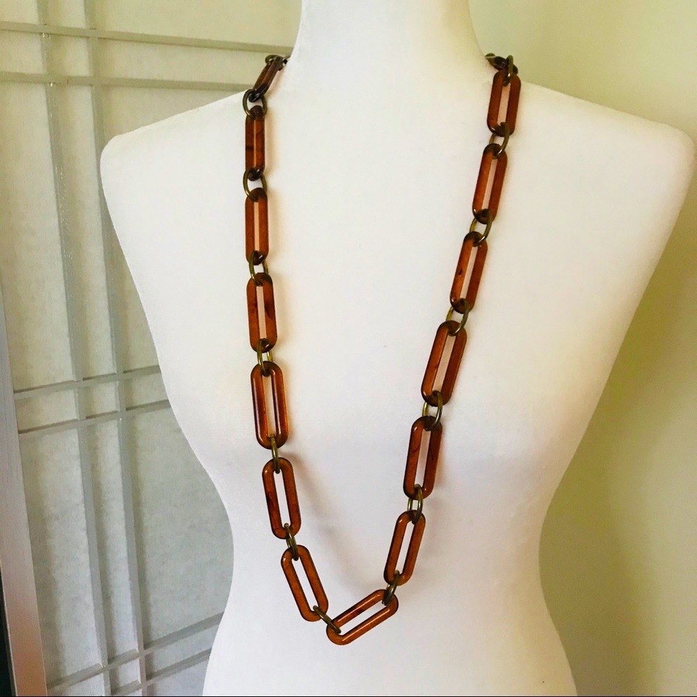 Vintage tortoise chain link necklace